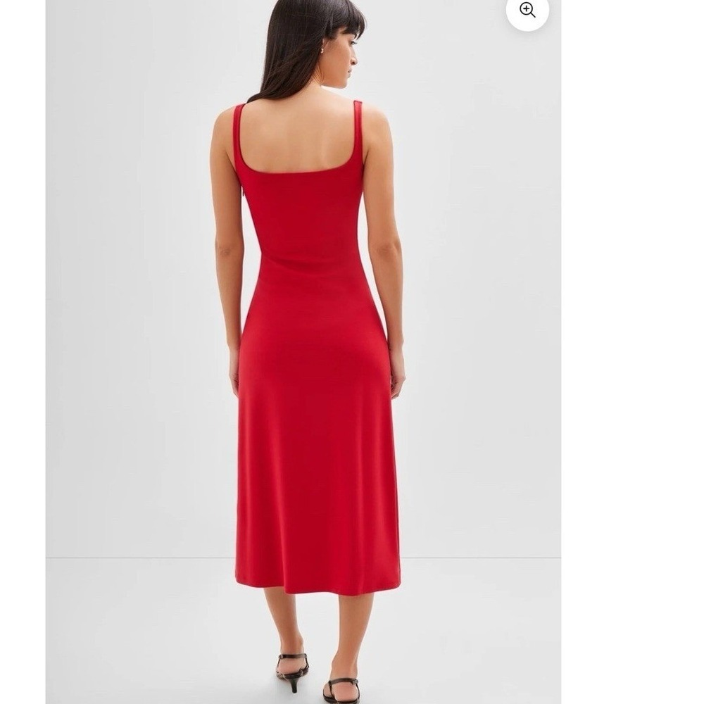 Marcella Crawford Red Square Neck Tank A Line European Ponte Tank Dress Size M - Picture 6 of 13